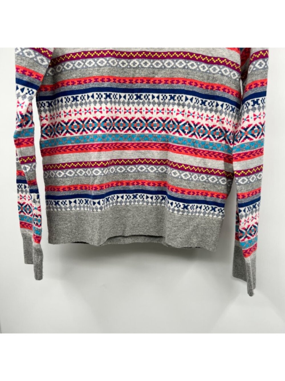 Gap Womens Striped Wool Blend Pullover Sweater Long Sleeve Gray/Multi Small - Picture 3 of 9